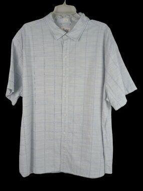 Bixby Nomad Mens XXL Gray White Blue Relaxed Fit Button Up Short Sleeve‎ Shirt
